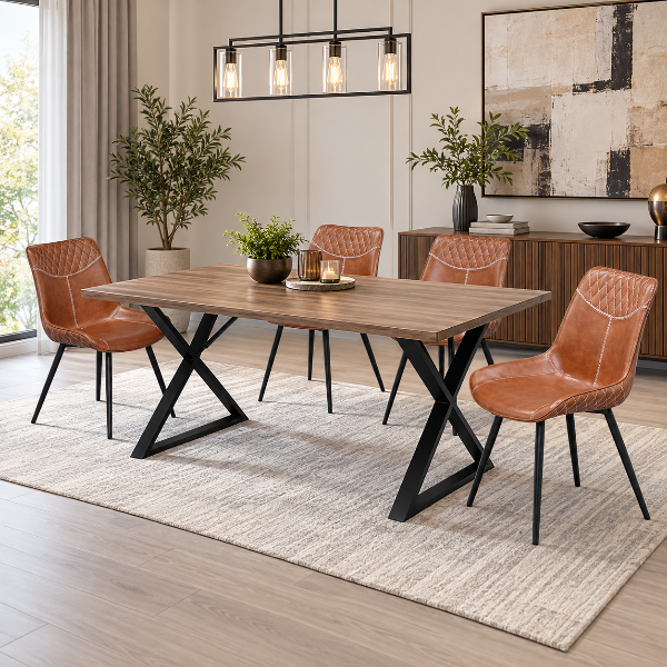Vice Dinette Table Set For 6 With PU Upholstered Chairs