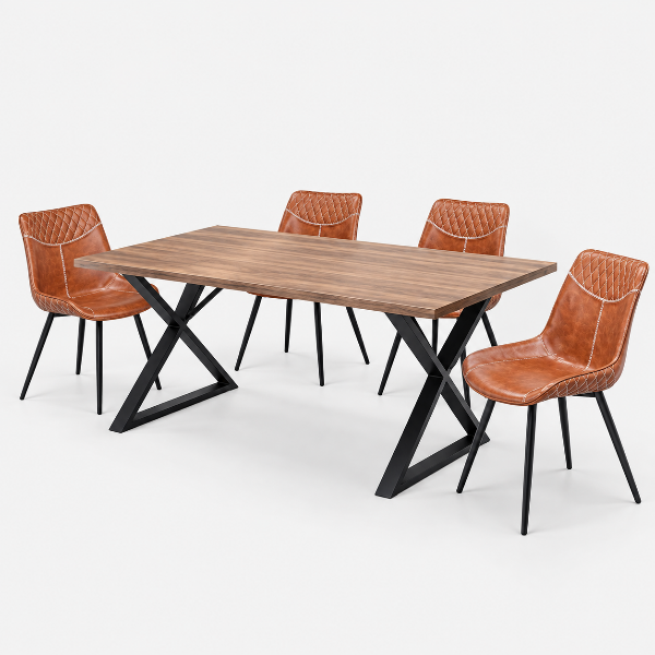 Vice Dinette Table Set For 6 With PU Upholstered Chairs