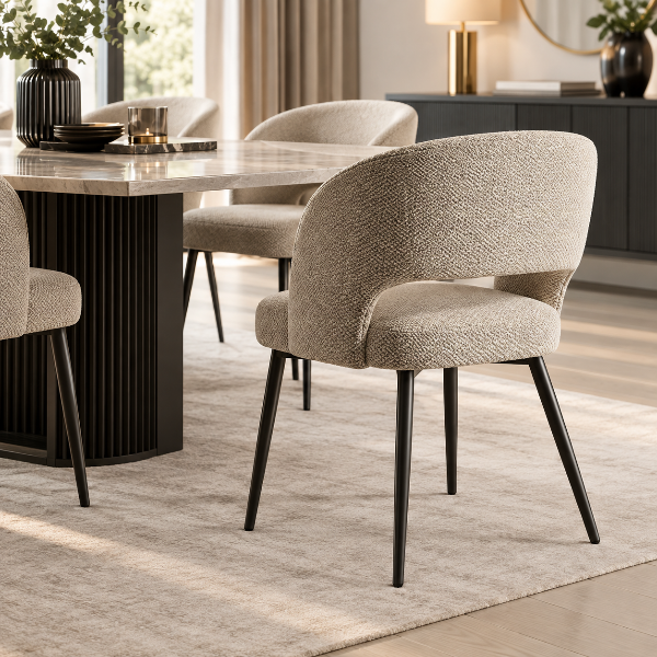 Fatal Cream 5-Piece Dining Table Set With Fabric Upholstered Chairs