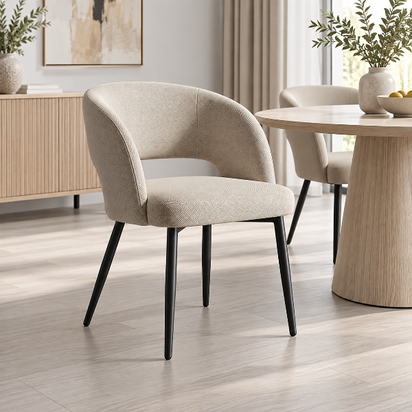 Fatal Cream 5-Piece Dining Table Set With Fabric Upholstered Chairs
