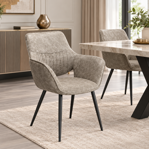 Lockie Dining Table Set For 6 With PU Leather Chairs