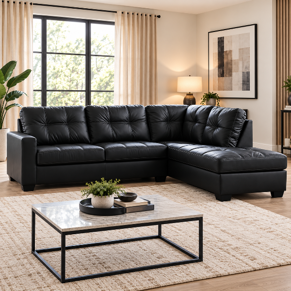 Barlin Mills 2-Piece Sectional Sofa In Leather Upholstery - Carbon | Benchcraft By Ashley