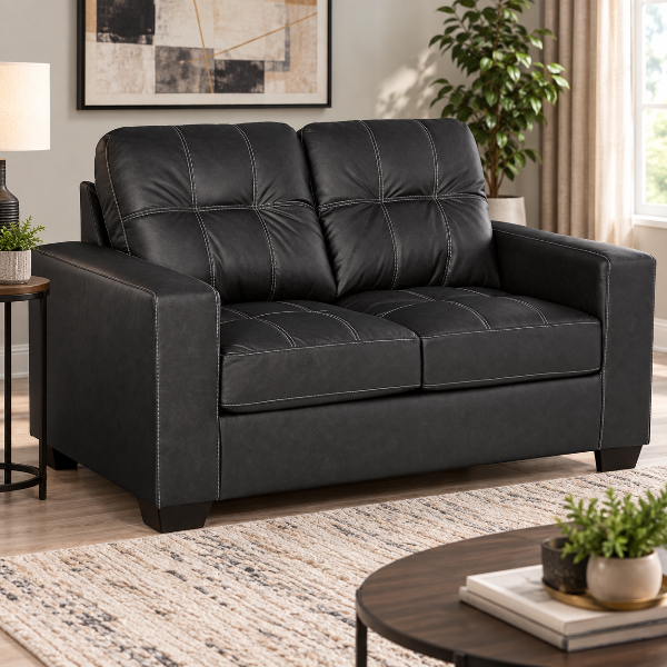 1700435 Barlin Mills Loveseat In Leather Upholstery - Carbon | Signature Design By Ashley