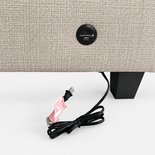 Welson Almond Sectional Sofa In Fabric Upholstery With Built-In USB Charging Ports