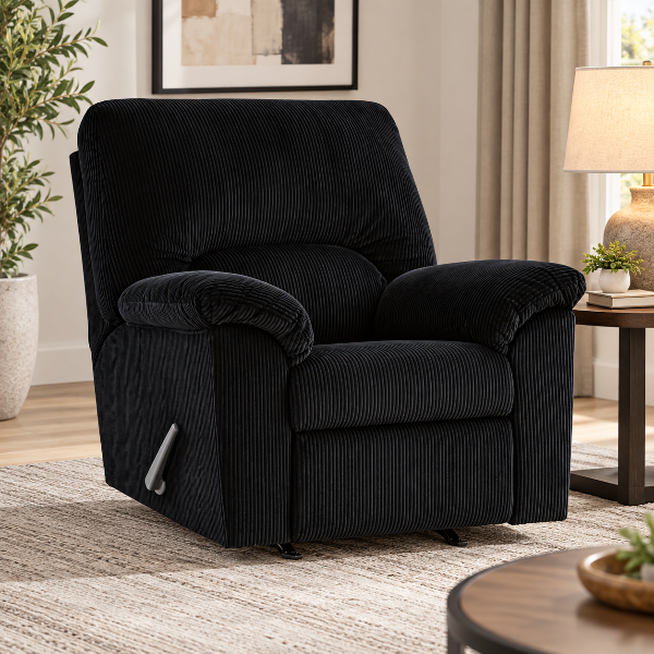 2420425 SimpleJoy Rocker Recliner Chair In Fabric Upholstery - Onyx | Signature Design By Ashley