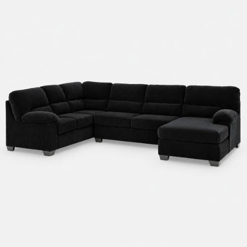 SimpleJoy 3-Piece Fabric Upholstered Sectional Sofa With Corner Chaise - Onyx | Signature Design By Ashley