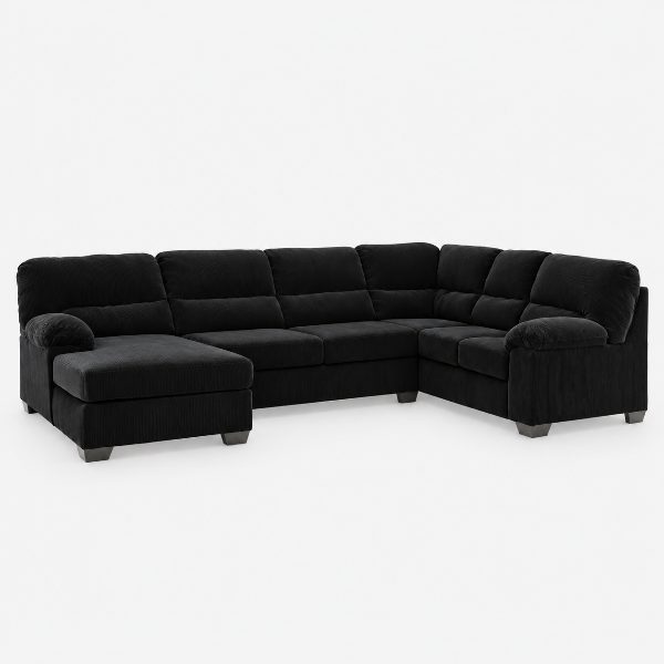 SimpleJoy 3-Piece Fabric Upholstered Sectional Sofa With Corner Chaise - Onyx | Signature Design By Ashley