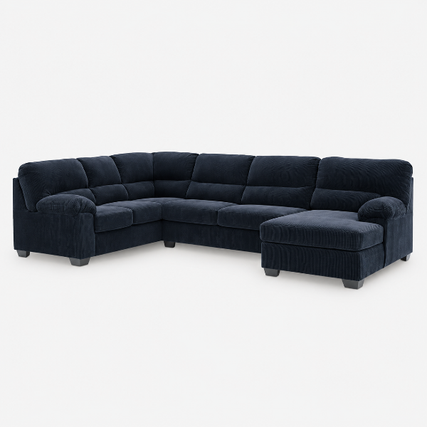 SimpleJoy 3-Piece Fabric Upholstered Sectional Sofa With Corner Chaise - Navy | Signature Design By Ashley