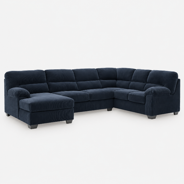 SimpleJoy 3-Piece Fabric Upholstered Sectional Sofa With Corner Chaise - Navy | Signature Design By Ashley