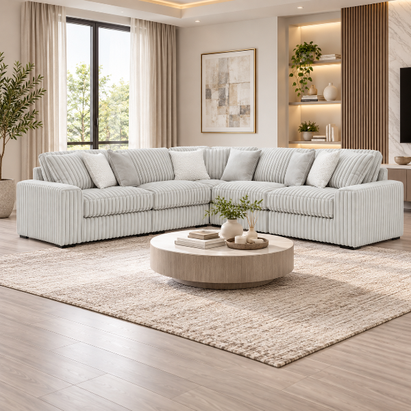 25903S24 Stupendous 5-Piece Sectional Sofa In Fabric Upholstery - Alloy | Signature Design By Ashley