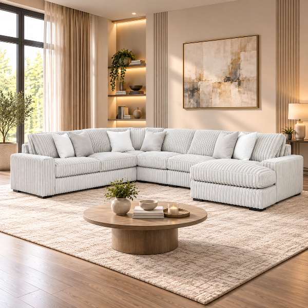 Stupendous 5-Piece Fabric Upholstered Sectional Sofa With Chaise - Alloy | Signature Design By Ashley