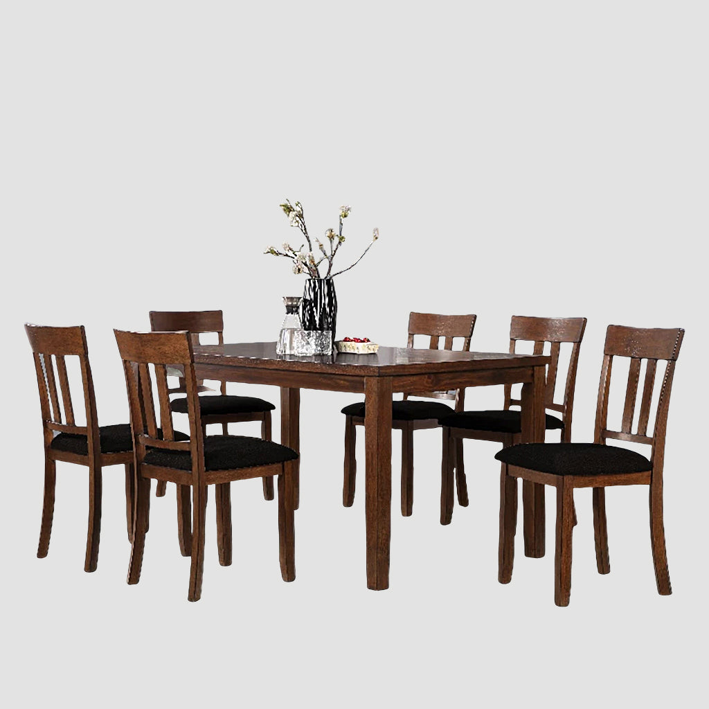 Cheen 7-Piece Dining Set With Leather Upholstered Chairs - Cherry