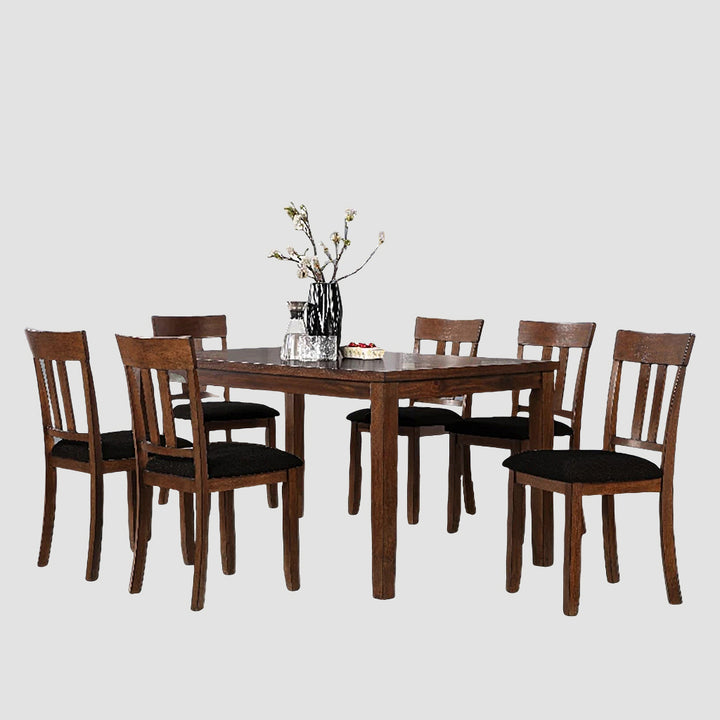Cheen 7-Piece Dining Set With Leather Upholstered Chairs - Cherry