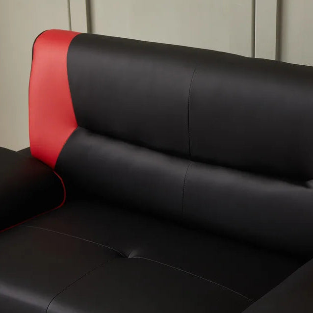 Munic Black &amp; Red 3-Piece Sofa Set In Faux Leather Upholstery