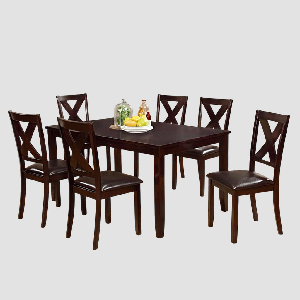 Chisley 7-Piece Wooden Dining Set In Espresso Finish