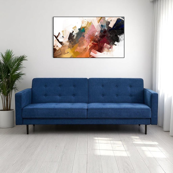 Cody Fabric Upholstered Sofa Bed In Tempting Blue Finish