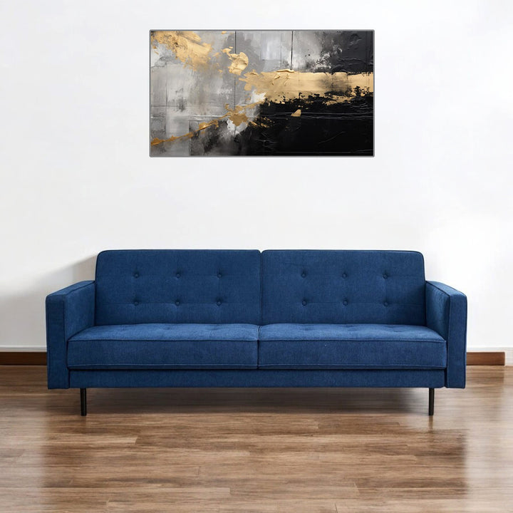 Cody Fabric Upholstered Sofa Bed In Tempting Blue Finish