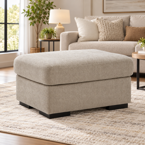 PC6950614 Bridgepoint Accent Ottoman In Fabric Upholstery - Stone | Signature Design By Ashley