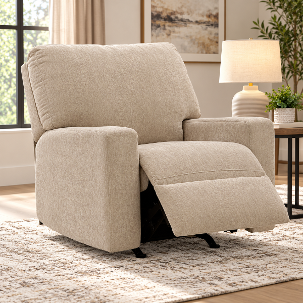 PC6950725 Bridgepoint Rocker Recliner Chair In Fabric Upholstery - Almond | Signature Design By Ashley