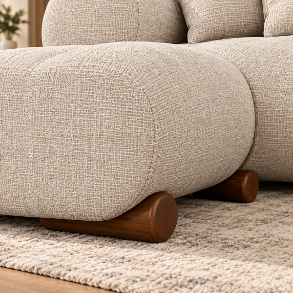 Lewis Taupe Fabric Upholstered Sectional Sofa With Chaise Lounge
