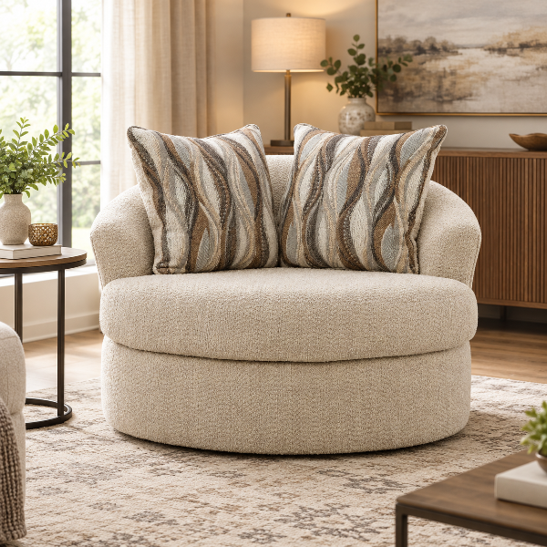 PC6960544 Lofwood Swivel Accent Chair In Fabric Upholstery - Oatmeal | Signature Design By Ashley
