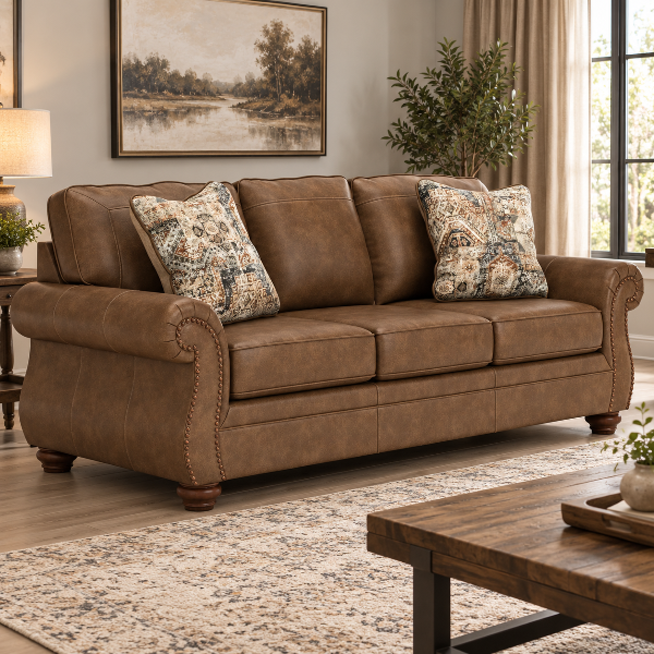 PC5590238 Chasemore Stationary Sofa In Faux Leather Upholstery - Earth | Signature Design By Ashley