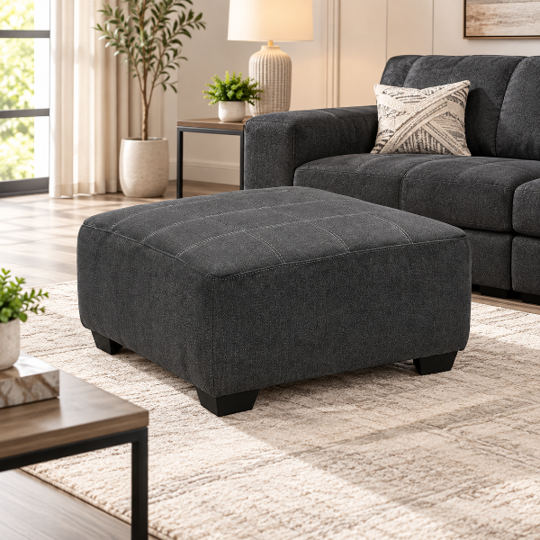 2862008 Ambee Oversized Accent Ottoman In Fabric Upholstery - Slate | Benchcraft By Ashley
