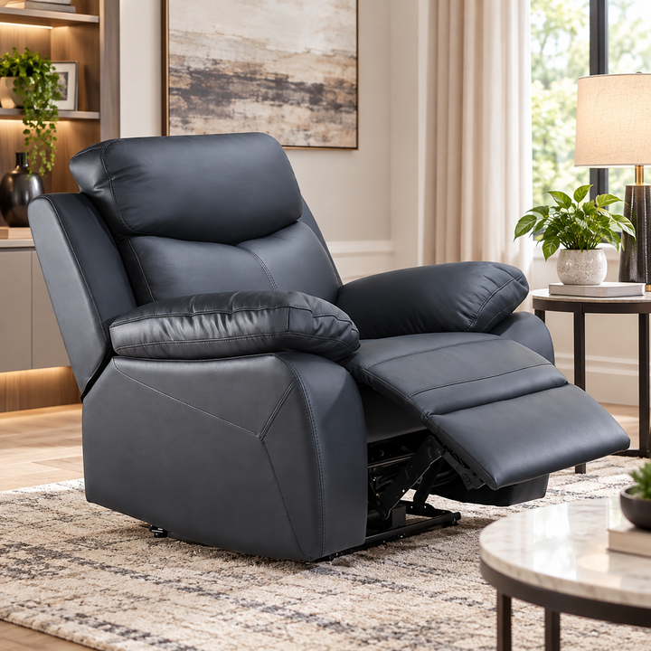 Barrie Black Power Recliner Chair In Leather Upholstery