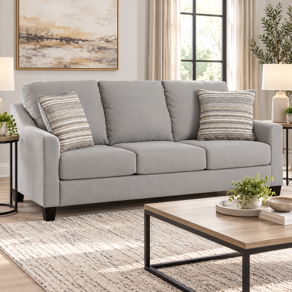 3010338 Adlai Stationary Sofa In Fabric Upholstery - Shadow | Signature Design By Ashley