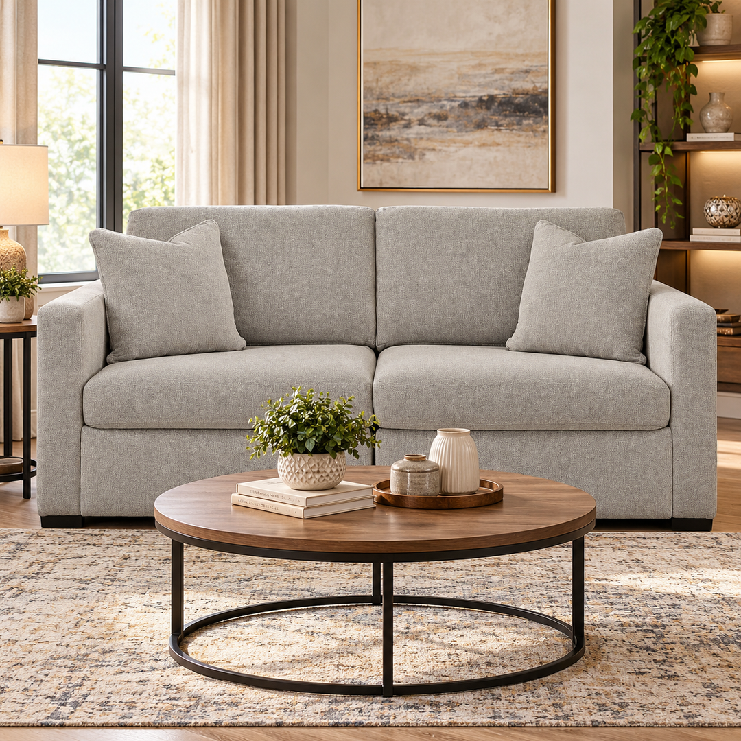 68605S1 Modmax Luxe 2-Piece Sectional Loveseat In Fabric Upholstery - Flint | Benchcraft By Ashley