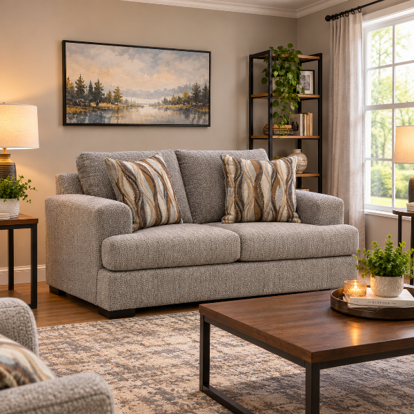 PC6960435 Lofwood Loveseat In Fabric Upholstery - Fossil | Signature Design By Ashley