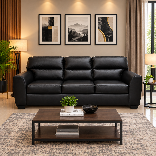 PC6980438 Glennbre Stationary Sofa In Leatherette Upholstery - Midnight | Signature Design By Ashley