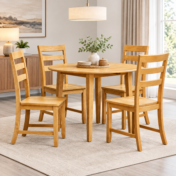 Jinx Wooden Dining Table Set For 4 With Extendable Table - Oak