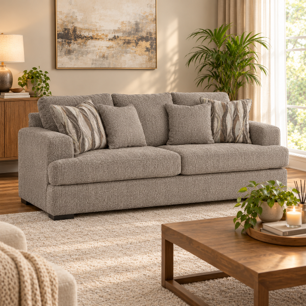 PC6960438 Lofwood Stationary Sofa In Fabric Upholstery - Fossil | Signature Design By Ashley