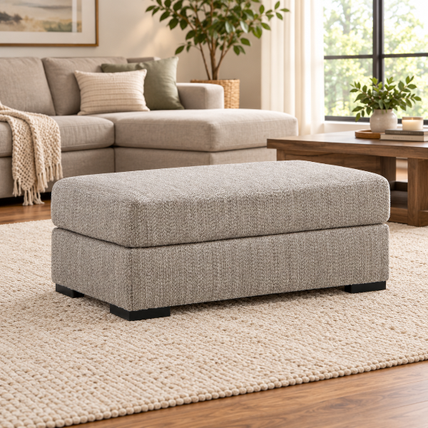 PC6960414 Lofwood Accent Ottoman In Fabric Upholstery - Fossil | Signature Design By Ashley