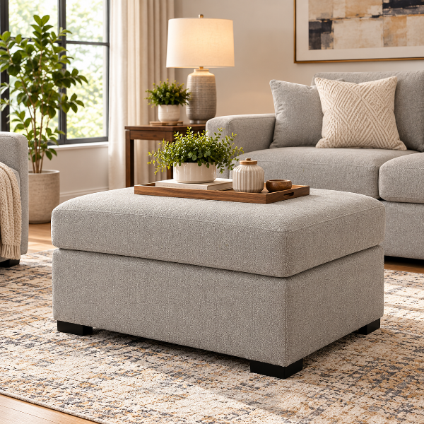 6860508 Modmax Luxe Oversized Accent Ottoman In Fabric Upholstery - Flint | Benchcraft By Ashley