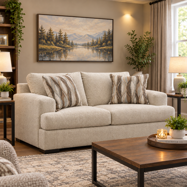 PC6960535 Lofwood Loveseat In Fabric Upholstery - Oatmeal | Signature Design By Ashley