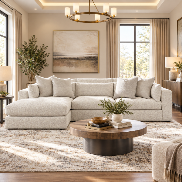 Ashbourne Estate 3-piece Fabric Upholstered Sectional Sofa With Chaise - Snowstone | Signature Design By Ashley