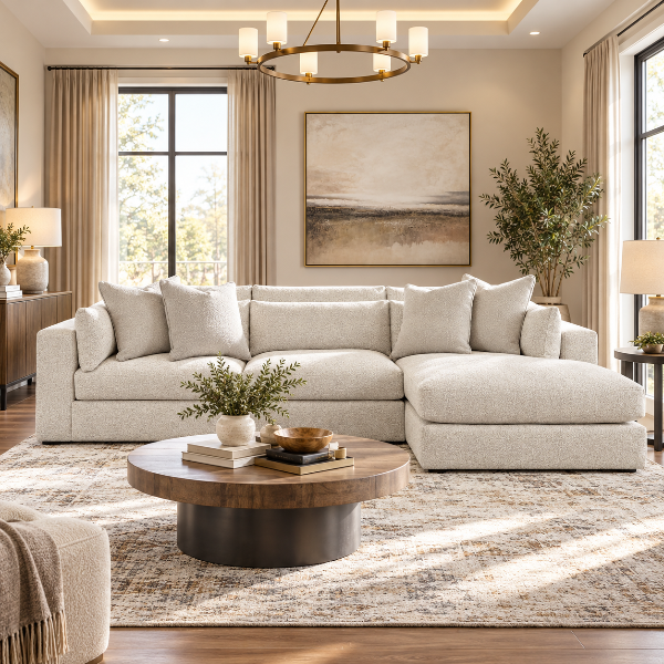 Ashbourne Estate 3-piece Fabric Upholstered Sectional Sofa With Chaise - Snowstone | Signature Design By Ashley