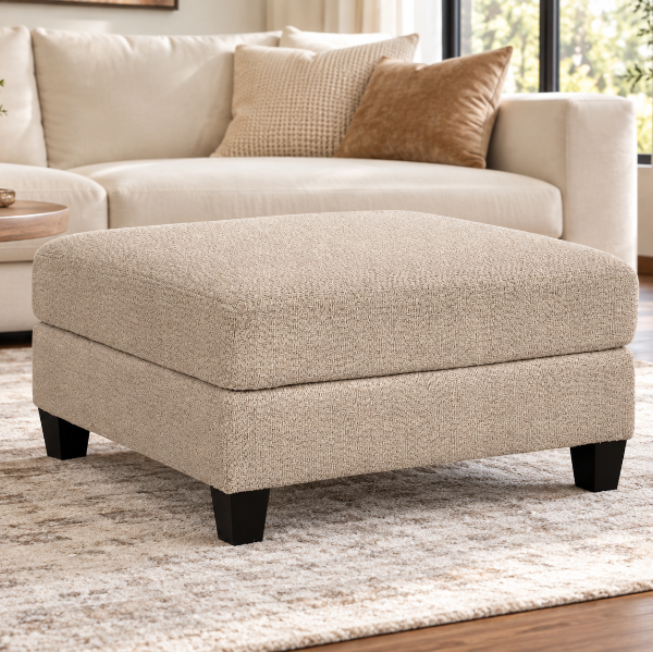 6670408 Steelwater Retreat Oversized Accent Ottoman In Fabric Upholstery - Latte | Benchcraft By Ashley