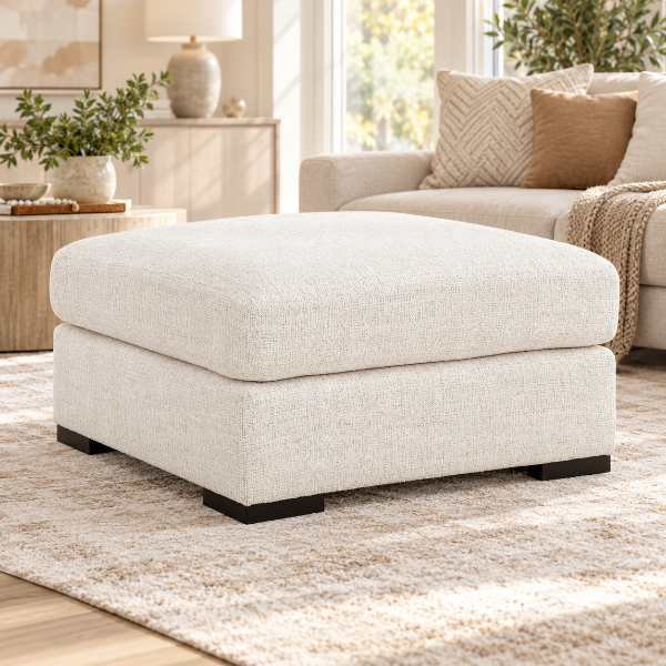 PC6690608 Misty-lakes Oversized Accent Ottoman In Fabric Upholstery - Chalk | Signature Design By Ashley