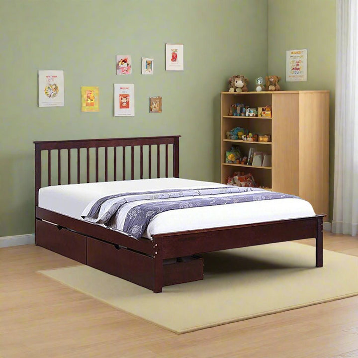 Madeline Classy Platform Bed Frame With Storage Drawers & Pull-Out Trundle - Espresso