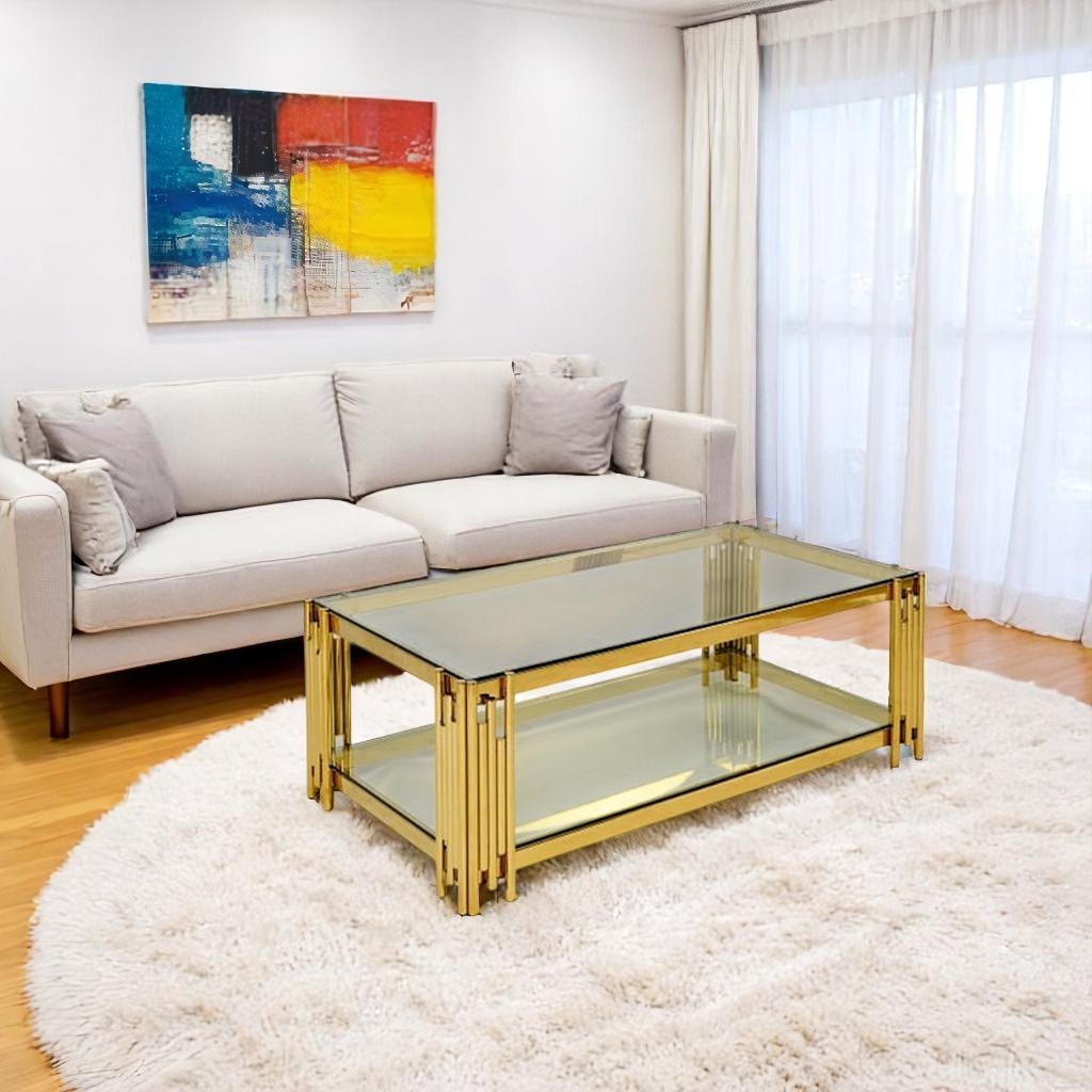 Belini Stainless Steel Coffee Table With Gold Finish