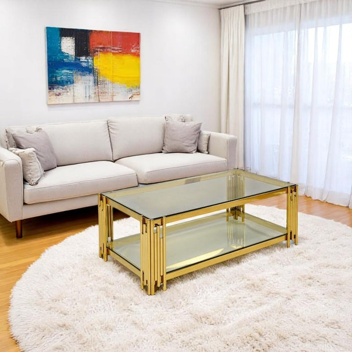 Belini Stainless Steel Coffee Table With Gold Finish
