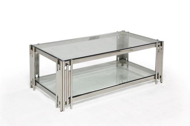 Belini Glass and Stainless Steel Coffee Table - Modern Elegance for Contemporary Living