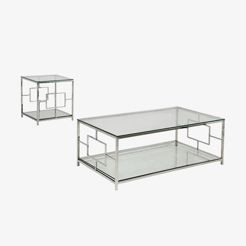 Willa Stainless Steel Coffee Table Set In Chrome Finish