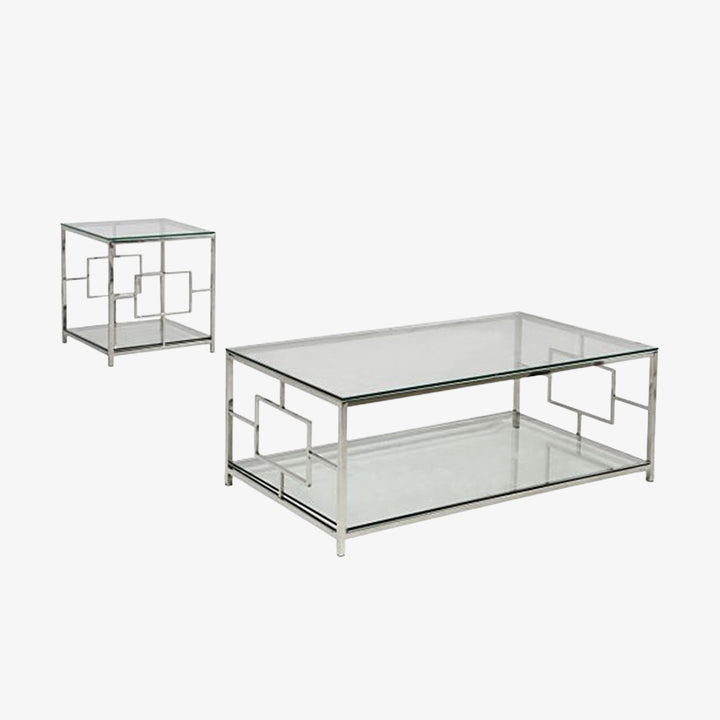 Willa Stainless Steel Coffee Table Set In Chrome Finish