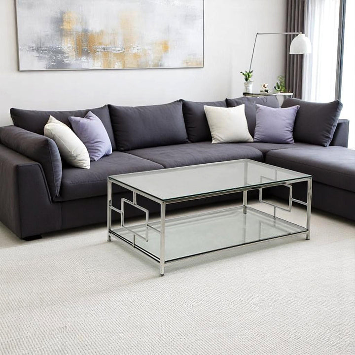 Willa Stainless Steel Coffee Table Set In Chrome Finish