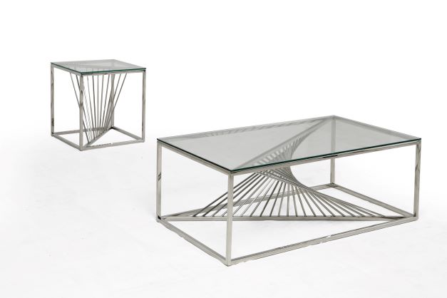 Francesca Coffee Table Set With Chrome Finish