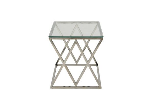 Eden Toned Glass End Table with Silver Plated Frame - Pan Emirates Wingle Metal & Glass Collection